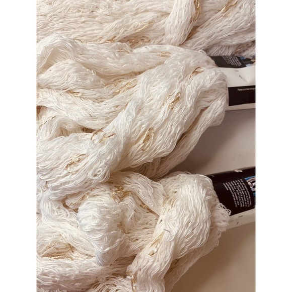 4 Skeins Tahki Tubular Nett Yarn/Fabric Celeste S Charles White Metallic New - Picture 2 of 10